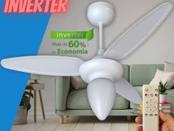 Ventilador de Teto Wind Inverter Ventisol C/ Controle 96cm de Diâmetro Branco Bivolt –