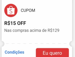 Cupom R$ 15 a partir de R$ 129