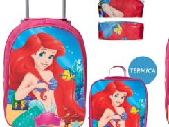 Kit Mochila Rodinha Menina Juvenil + Estojo + Lancheira Térmica Infantil