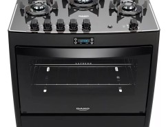 Fogão de chão Dako Supreme Black Glass a Gás/elétrico 5 Bocas Preto porta com visor com Forno de 100 L