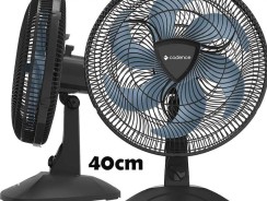 Ventilador Cadence Eros Turbo, Preto e Azul, VTR409