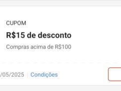 Cupom R$ 15 a partir de R$ 100 – Shopee