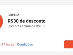 Cupom R$ 30 a partir de R$ 189