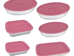 Marinex conjunto 6 peças assadeiras com tampa cor rosa –