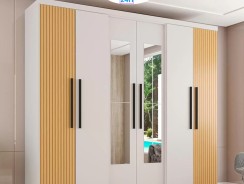 Guarda-roupa Casal com Espelho 6 Portas 4 Gavetas Araplac Braga —