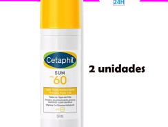 2 Unidades Protetor solar facial antioxidante sem cor Cetaphil sun FPS 60 com 50 ml