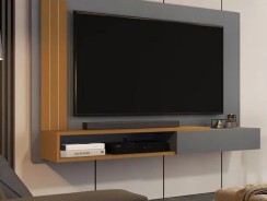 Painel TV Smart Luxo até 55 P Math com porta cor Onix / Nature- JM Casa dos Moveis – JM Casa dos Móveis