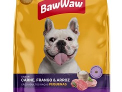 Ração Baw Waw para cães adultos raças pequenas sabor Carne, Frango e Arroz – 10.1kg