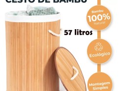 Cesto De Roupas Bambu Redondo Banheiro Lavanderia – Holtter Home Design