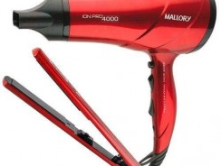 Secador de Cabelo Ion Pro 4000 2000W com – Chapinha/Prancha Pure Seduction 210C Mallory Bivolt