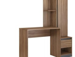 Mesa Escrivaninha Com Armário Morada 1 Porta 1 Gaveta Cor Amêndola/Grafito