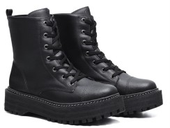 Bota Coturno Feminino Falcucci Blogueira Militar Tratorado Plataforma Confort —