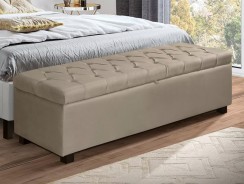 Recamier Baú Sara 155cm P Cama Queen Captone Pé De Madeira