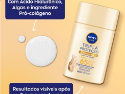 NIVEA SUN Protetor Solar Fluido Facial Tripla Proteção Antissinais FPS 65 40ml