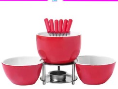 Aparelho de Fondue Cerâmica Brinox Vermelho