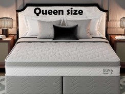 Cama Box com Colchão Queen Sigma Molas Ensacadas (22x158x198) Branco e Cinza – Modern