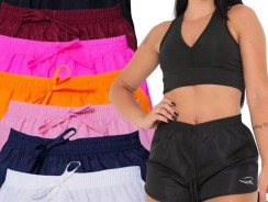 Kit 3 Shorts Tactel Moda Praia Feminino Shortinho tecido leve envio Rápido