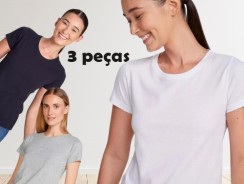 Kit Com 3 Camisetas Femininas Básicas – Hering