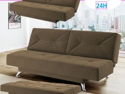 Sofá-Cama Reclinável 3 Lugares Suede Decore Anne Linoforte Marrom