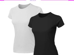 Kit 2 Blusas Feminina Tshirt Algodão Camiseta Baby Look Slim Fit Gola Redonda Básica