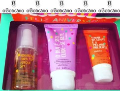 Kit Presente Cuide-se Bem Deleite Feliz Aniversário: Loção Corporal 75ml + Body Splash 60ml + Creme para Mãos 30g