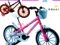 Bicicleta Infantil Aro 16 Colli Aurora Fest – Rosa Neon com Rodinhas Freio V-Brake