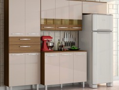 Cozinha Compacta Poliman Mel 8 Portas – 2 Gavetas Carvalho e Off White