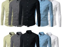 Kit 5 Camisa Social Masculino Slim Fit Manga Longa Não Amass