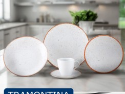Aparelho de Jantar 20 Peças Tramontina Redondo Porcelana –
