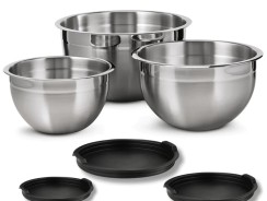 Kit 3 Tigela Aço Inox Bowl Funda Multiuso Redonda Saladeira Confeitaria Bowls Vasilha Com Tampa
