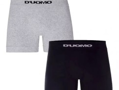 Kit Cueca Boxer D’uomo Sem Costura 2 Peças – Preto/Mescla