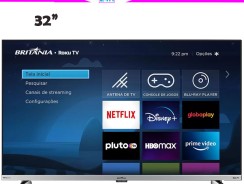 Smart TV 32” Britânia BTV32G7PR2CSBLH Led Dolby Audio