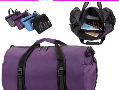 Bolsa sacola mala de mão dobrável expansivel impermeavel para passeio viagem com alça roxo kangur