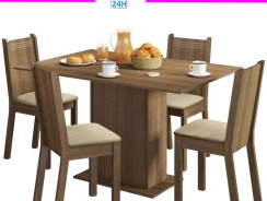 Conjunto Sala de Jantar Lexy Madesa Mesa Tampo de Madeira com 4 Cadeiras