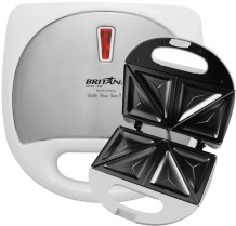 Sanduicheira Bello Pane Inox Com Placas Antiaderentes e Potência de 750W Cor Branco Britânia 127V