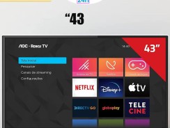 Smart TV LED 43″ Full HD AOC ROKU TV FHD 43S5195/78G, Wi-Fi, 3 HDMI, 1 USB, Wifi, Conversor Digital