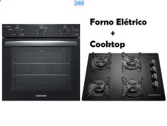 Forno Elétrico de Embutir Continental 80L Preto – OC8EM + Cooktop 4 Bocas a Gás GLP KC4GP