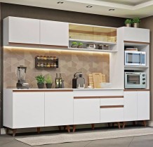 Armário De Cozinha Completa 310cm Reims Madesa 02 Cor Branco