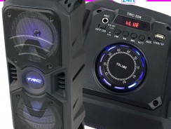 Caixa de Som Amplificada TRC 334 Bluetooth, USB, Entrada para Microfone, Rádio FM e Iluminação 150W