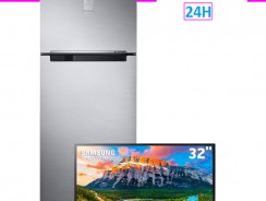 Kit Refrigerador Samsung RT46K6261S8 Frost Free com Twin Cooling Plus Inox 453L + Smart TV LED 32″ HD Samsung 32J4290 com HDMI e USB