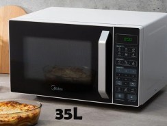 Micro-ondas 35L Branco Porta Preta SmartPlate Midea —