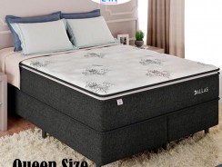 Cama Box Queen (Box + Colchão) Plumatex – Mola Ensacada 65cm de Altura Dallas