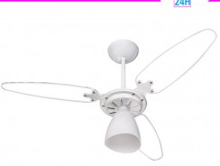 Ventilador de Teto Ventisol Premium Wind Light – 3 Pás Branco e Transparente para 1 Lâmpada