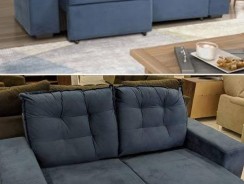 Sofá Retrátil 3 Lugares Suede Phormatta Texas – Somopar Azul