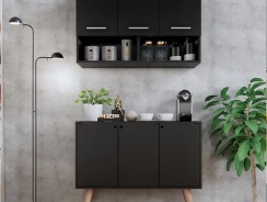 Conjunto Cozinha Compacta Armário 3 Portas 90cm E Balção