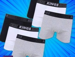 Leve 2 Pague 1 Kit Cueca Boxer King C/ 3 Peças – Preto+Branco