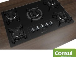 Cooktop 5 Bocas a Gás GLP Consul Vidro Temperado – Preto Acendimento Automático Facilite CD075AE