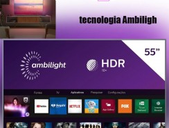 Smart TV LED 55” Philips 55PUG6794 4K Ultra HD AMBILIGHT 3 lados HDR10+ Dolby Vision Dolby Atmos Bluetooth Wifi 3 HDMI 2 USB – Prata