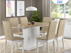 Conjunto de Mesa 6 Cadeiras Estofadas Madesa – Moscou