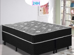 Cama Box Queen Size Somopar + Colchão Queen Size Somopar Advance Spring com Molas Verticoil 60x158x198 cm – Preta